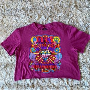 NEW! Short sleeve cropped top! Size: L. Purple